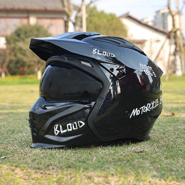 Street Fighter Capacete de Motocicleta Combinado Meio Capacete Retro Quatro Estações