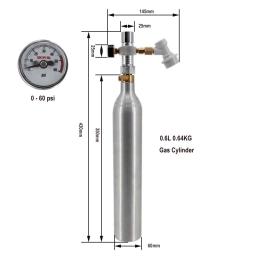 Alumínio CO2 Ar Tanque com Ball Lock, 2 em 1 Regulador, Segurança À Prova de Explosão, Cilindro De Gás De Alta Pressão, Homebrew Cerveja Soda, 0.6L - Image 4