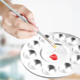 Paleta de alumínio leve para arte, ferramenta de pintura a óleo, bandeja de mistura de cores, retângulo, forma redonda, acrílico - Image 1