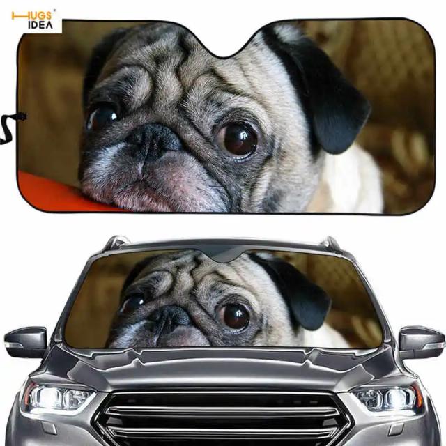 Protetor Solar para Carros com Design para Animais de Estimação, Ideal para Cães e Famílias, Acessórios e Decoração para Carros, Presente Perfeito para Amantes de Pugs