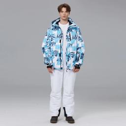 Conjuntos de roupas de neve masculinas, terno de snowboard, roupas de esqui, jaqueta de esqui e calça babadores, traje de snowboard, inverno ao ar livre - Image 3