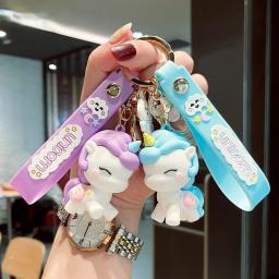 Kawaii PVC Soft Rubber Boneca Chaveiro para Crianças, Unicórnio, Estilo Anime, Saco Chaveiro, Enfeites Acessórios, Brinquedos infantis, Presentes de aniversário - Image 3