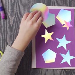 Holográfico DIY Artesanato Material Decalques para Criança, Metálico Arco-íris Papelão, Papelão Scrapbook Artesanato - Image 3
