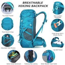 Westtune 50l mochila de caminhada com capa de chuva multifuncional saco de montanhismo ao ar livre para viagens trekking acampamento - Image 3