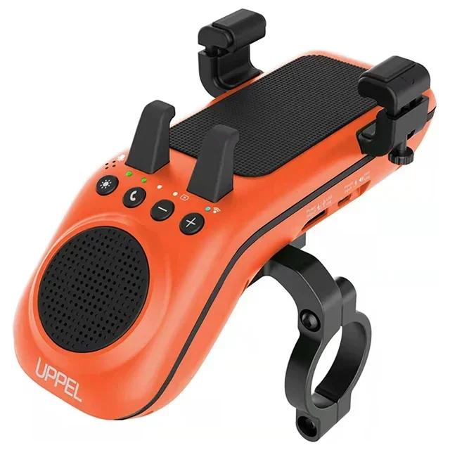 Lâmpada Frontal Recarregável para Bicicleta com Suporte para Telefone e Alto-falante Bluetooth, Acessórios de Ciclismo com Bateria de 5000mAh