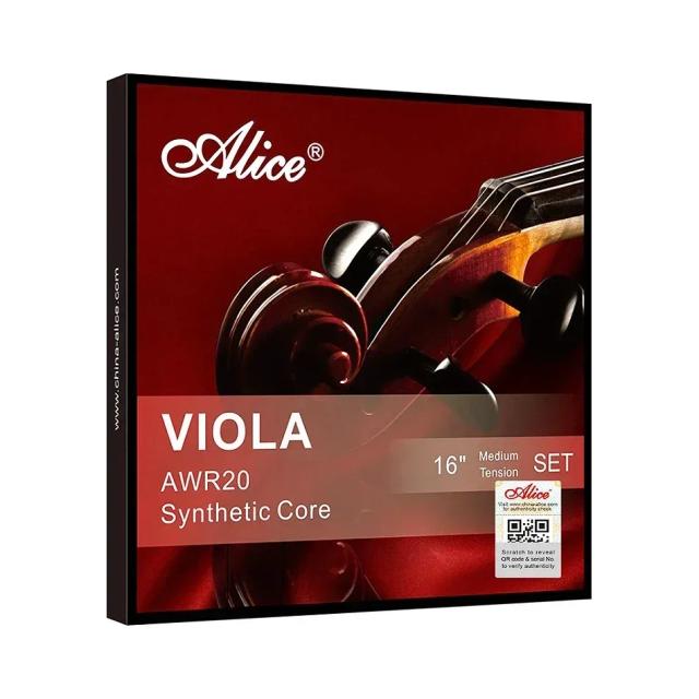 Cordas Alice AWR20 para Viola: Ni-Cr, Aço Enrolado em Prata Pura e Núcleo de Nylon Sintético para Conjunto de 16"