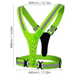 Coletes de segurança reflexivos com luz LED, Colete ajustável, Jaqueta elástica, Colete de ciclismo, 3 modos de luz, Colete esportivo - Image 6