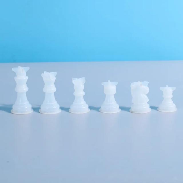 Conjunto 3D de Moldes de Fundição de Silicone Epóxi para Tabuleiro de Xadrez Artesanal - DIY Jogos de Festa em Família