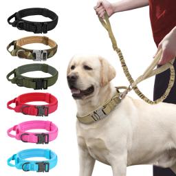 Durável militar tático coleira de cachorro bungee trela conjunto pet náilon andando treinamento colar para médio grande cães alemão shepard - Image 1