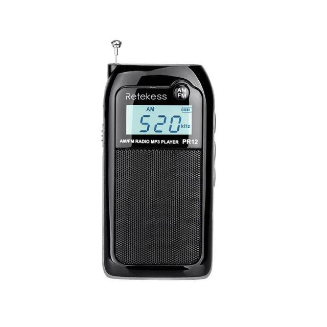 Mini Rádio de Bolso RETEKESS: Receptor Portátil Estéreo Digital com Display Retroiluminado, Ideal para Idosos, Suporta MP3 e Cartão TF, Sintonização FM e AM
