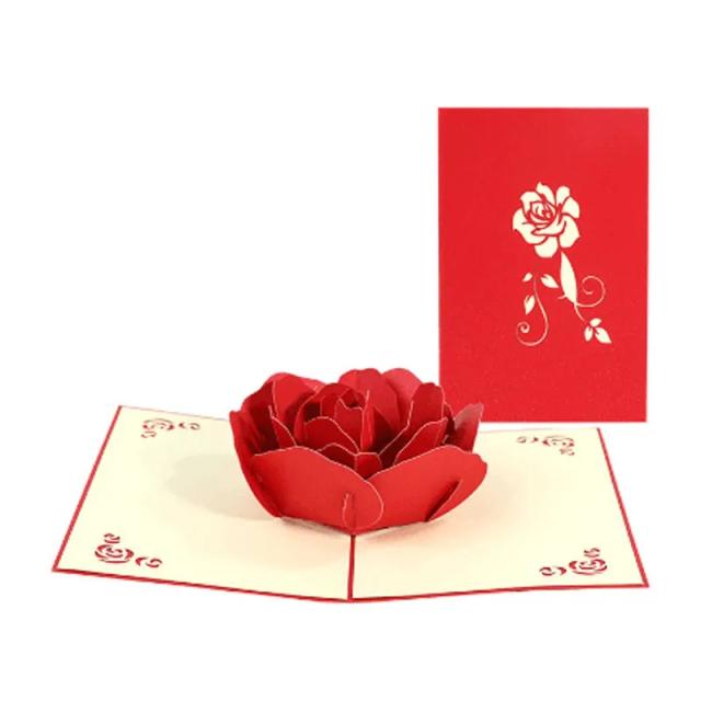 Cartões de Convite e Felicitações 3D Rosa para Casamento - Presentes Românticos para Casais