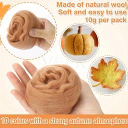Fios De Lã De Fibra De Natureza Para Feltragem, Agulha Roving, Mão Girando, Suprimentos De Fios, Materiais De Artesanato DIY, 0,35 oz por Pacote - Image 3