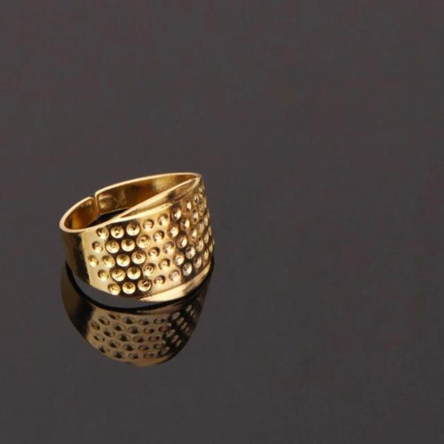 Dedal de Metal em Cobre Ajustável para Proteção de Dedo em Projetos de Costura e Quilting DIY