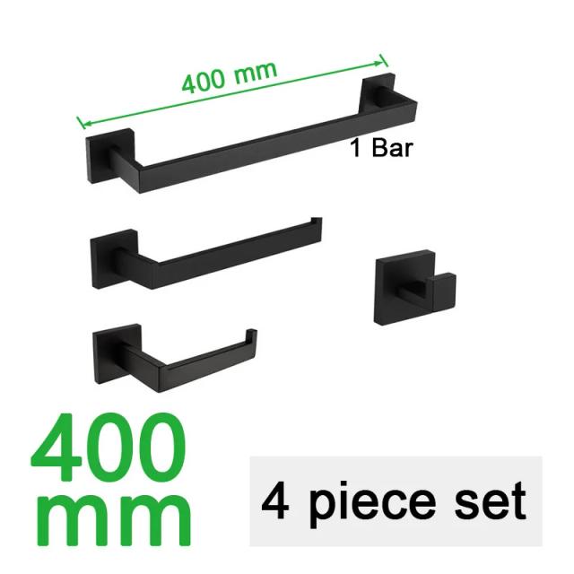 Conjunto de 304 Acessórios para Banheiro em Aço Inoxidável Preto Fosco: Toalheiros, Suporte para Papel Higiênico e Sabão Líquido