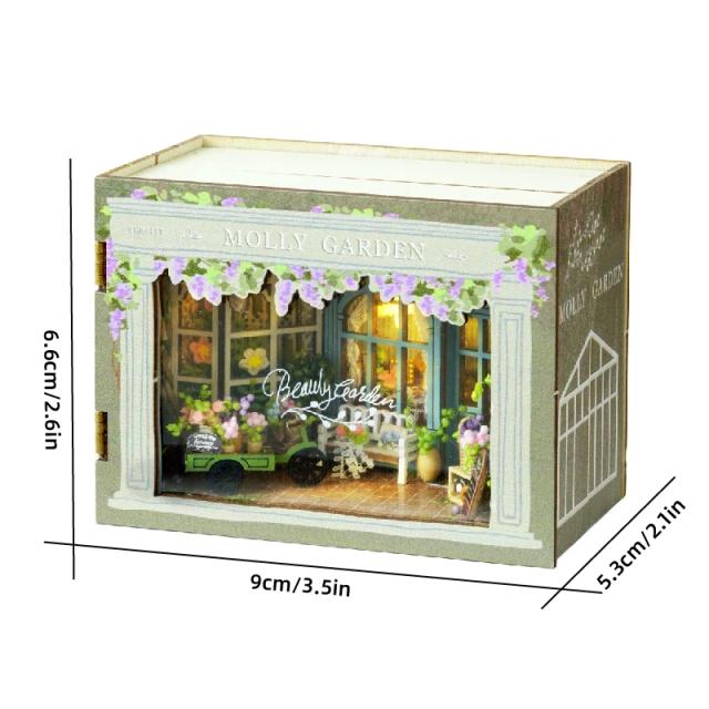 Mini Casa de Boneca DIY Madeira Artesanal 3D Quebra-Cabeça Montagem Modelo de Construção Mágica Brinquedo Decoração Quarto com Móveis