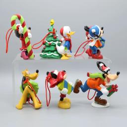 Disney mickey mouse árvore de natal pingente figuras de ação 6 pçs dos desenhos animados clássico brinquedo modelo boneca decoração para casa acessórios presentes - Image 4