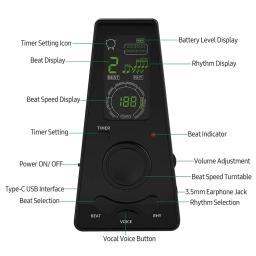 Metrônomo digital eletrônico com temporizador, Inglês Vocal contagem, controle de volume, uso para piano, guitarra, bateria, violino - Image 3