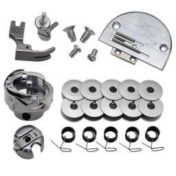 Conjunto de peças de máquinas de costura Estojo de bobina Placa de agulha Gancho giratório para Singer Juki Acessórios para máquinas de costura industrial - Image 1