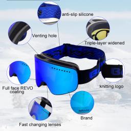 Óculos de esqui magnéticos com lente dupla de mudança rápida uv400 anti-nevoeiro óculos de esqui das mulheres dos homens montanhismo snowboard neve óculos - Image 4