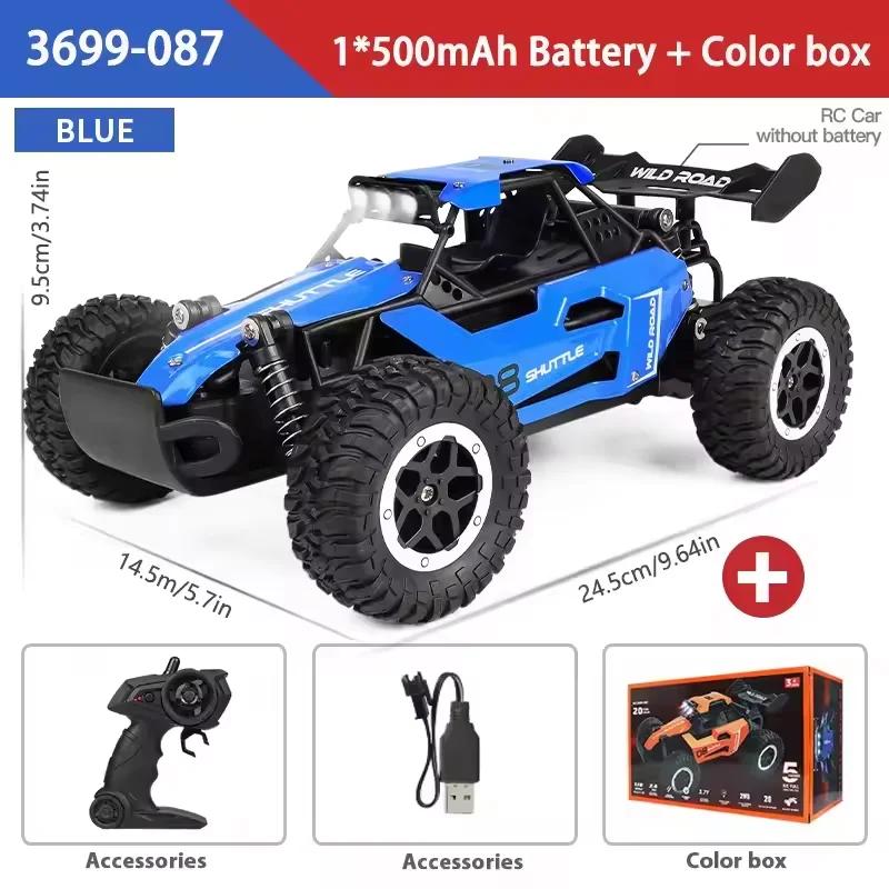Novos carros RC 20 km/h de alta velocidade 2WD off-road com controle remoto e farol LED 2,4 GHz Monster Truck brinquedos RC para exterior presentes - Image 1