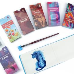 Seamiart-conjunto de pintura aquarela metálica de glitter para arte, material de papelaria, arte, pigmento sólido, 6/12 - Image 6