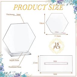 18 etiquetas de mesa hexagonais de casamento em branco transparente acrílico faça você mesmo etiquetas de assento para festa de aniversário de convidados de casamento - Image 5