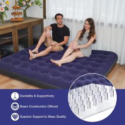 Colchão inflável com superfície flocada, Almofada para dormir, Cama para dormir, Acampamento ao ar livre, Tenda, Convidado e Viajar - Image 3