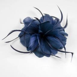 Grampo de cabelo feminino com flor de pena azul escuro, broche floral de noiva para casamento, chá, festa, fotografia, performance, headpiece - Image 2