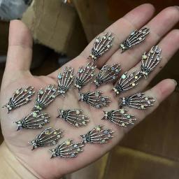3D Metal Halloween Ornamentos, Projeto Esqueleto, Crânio Preto, Aranha Mão, Nail Art Decorações, DIY Jóias, Acessórios, 10pcs - Image 2