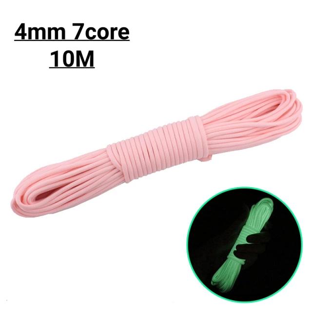 Paracord Luminoso de 10m para Atividades ao Ar Livre - Corda Multifuncional para Acampamento, Escalada e Segurança, Diâmetro de 4mm com 9 Vertentes