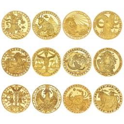 Conjunto de moedas do zodíaco colecionável banhado a ouro, 12 Criativas Doze Constelações, Arte abstrata, Artesanato Presentes - Image 1