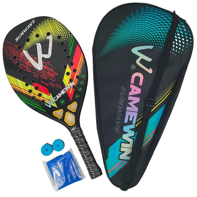 Camewin Raquete de Tênis de Praia Profissional Fibra de Carbono 3K Superfície Áspera