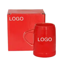 Caneca cerâmica vermelha personalizada, grande capacidade, publicidade, cerveja promocional - Image 1