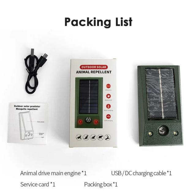 Repelente Solar Ultrassônico para Pássaros e Roedores com Tecnologia Infravermelha - Proteção Eficaz Contra Pombos, Ratos, Gatos e Cães