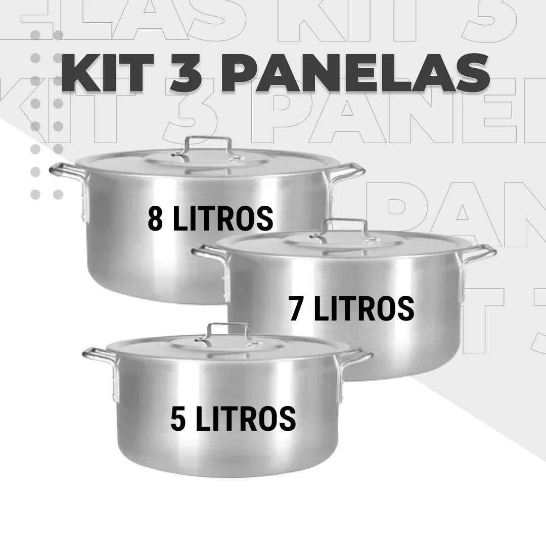 Kit Panela de Alumínio para Feijoada 3 Peças Caçarola - Jogo de Panelas Grande para Caldo - Image 1