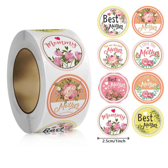 Selos Adesivos Florais para Embrulho - Perfeitos para o Dia das Mães (100 a 500 unidades)