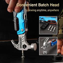 Multifuncional Garra Martelo para Camping ao ar livre, Multi Ferramentas, Faca dobrável, Alicate Multitool, Chave inglesa ajustável, Chave de fenda Bits - Image 3