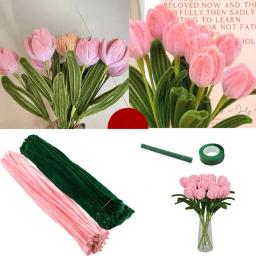 Pipe Cleaners Artesanato Flexível Bendable Fio, Chenille colorido Hastes, DIY Tulip Bouquet Fazendo Kit, Crianças, Menina, Flower Art, 1 Conjunto - Image 3