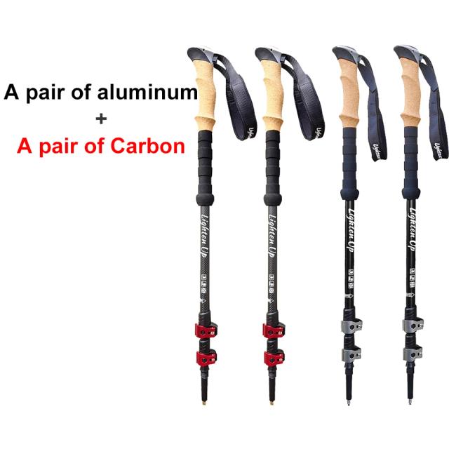 Bastões de Trekking Lighten Up Carbono/Alumínio Ajustáveis (2 Pares)