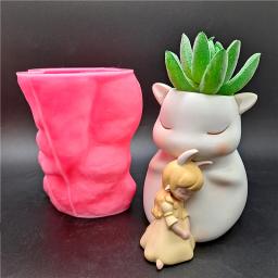 Molde de silicone 3d para vaso de flores, resina gesso, concreto, cristal, epóxi, artesanal, urso branco, diy - Image 4