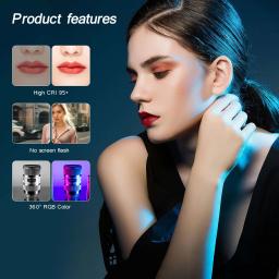 LED RGB Vídeo Fotografia Luz, Preencher Camera Lighting Panel, CRI95 +, 2500-9000K, Suporte do telefone, Vlog, Live Streaming, DSLR - Image 5