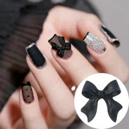 Decoração de arte de resina, bowknot 3D, elegante ornamento manicure, preto e branco, 50 peças - Image 2