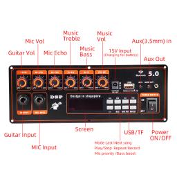 Placa Amplificadora Quadrada Dance, Suporte para Alto-falante, Bluetooth, AUX, MIC, TF-Card, Gravação de Disco U, 6-12 "Speaker, 12V, 100W - Image 2