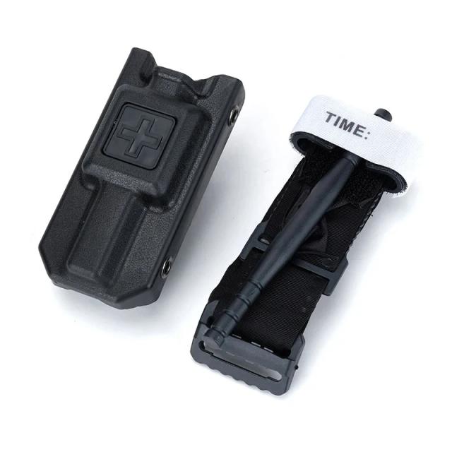 Torniquete Tático com Caixa de Armazenamento e Saco Militar para Emergências ao Ar Livre - Pacote Médico MOLLE e Ventilador para Sangue
