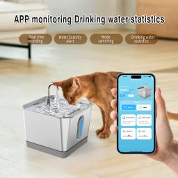 Fonte de água de aço inoxidável para gato e cachorro, Smart Automatic Drinking Bowl, App Control, Pet Products, 3.5l - Image 1