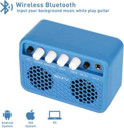Caline Scuru recarregável amplificador de guitarra Bluetooth, Mini Amplificador, Combo para Desktop Practice, Dual Channel, fone de ouvido, 5W - Image 2