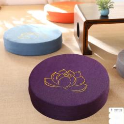 40x6cm yoga meditação almofada de linho duro textura de lótus meditação almofada encosto travesseiro tatami esteira removível lavável - Image 4
