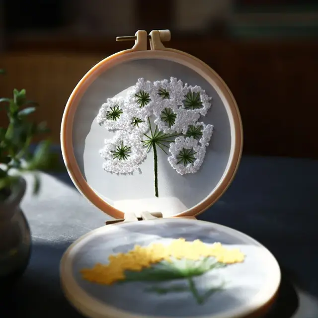 Kit DIY de Bordado Transparente para Iniciantes com Padrão Floral para Costura em Ponto Cruz e Artesanato Decorativo