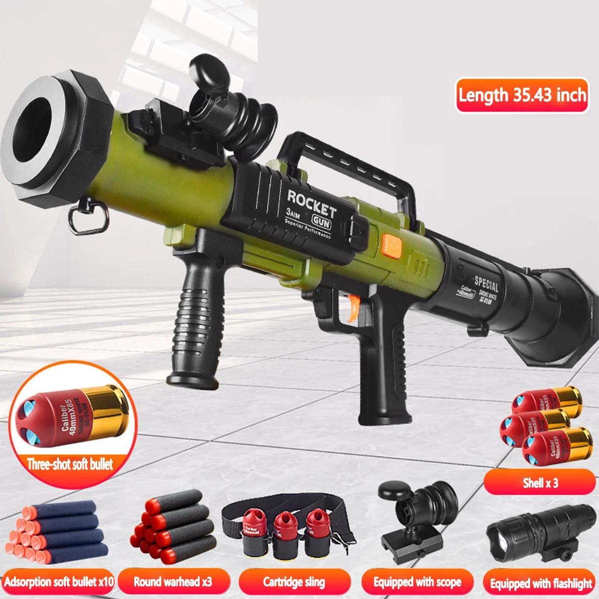 RPG argamassa brinquedo lançador de mísseis simulação arma brinquedo com lanterna vista bala caso bala macia para airsoft paintball tiro - Image 1