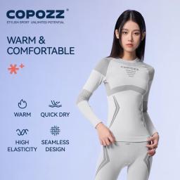 Copozz masculino feminino conjuntos de roupa interior térmica de esqui secagem rápida compressão funcional treino apertado snowboard topos e calças adulto - Image 2